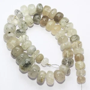 Cuentas de cuarzo rutilo natural de 574,60 quilates piedras preciosas sueltas de 10x7 mm a 19x10 mm 47 piezas 15,5" - Imagen 1 de 6