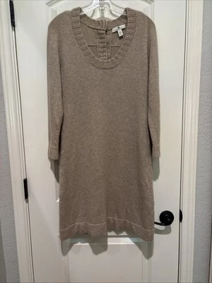 Vestido Suéter Banana Republic M Marrón 100% Cachemira Acentos con Botones Foto 1 de 4