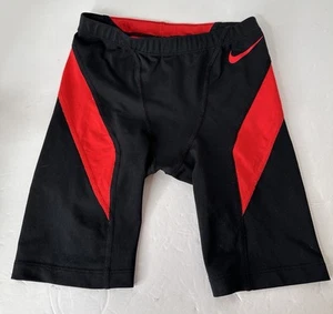 Boys Nike Hydrastrong Size 26 BLACK RED Jammer Swim Colorblock - Imagen 1 de 5