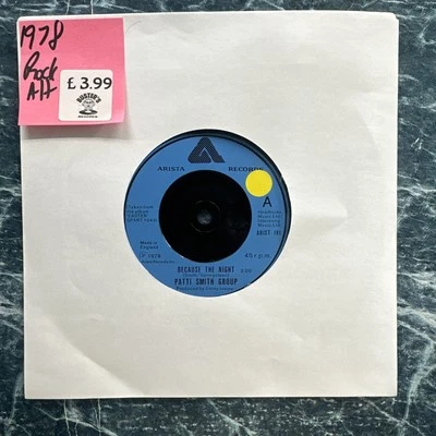 Patti Smith Group - Because The Night 7” Vinyl Record Single VG+ Foto 1 de 4