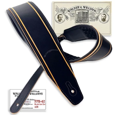 Correa de guitarra Walker And Williams FPB-42 Premium cuero negro/bronceado Air Cell Pad Foto 1 de 4