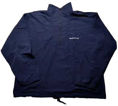 VTG SURF STYLE INTERPLANETARY BODY GEAR Men M/L Blue Nylon 1/2 Zip Pullover USA - Image 1 of 4