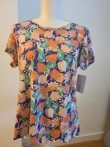 LuLaRoe Size S Top Classic Tee Bright Multi-Color Floral Paisley Short Sleeve - Picture 1 of 5