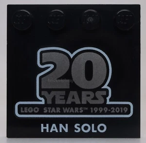 Lego Black Tile Modified 4 x 4 Studs on Edge 20 YEARS LEGO STAR WARS 1999-2019 - Picture 1 of 1