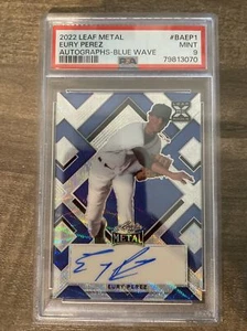 EURY PEREZ 2022 LEAF METAL Autograph Blue Wave - Marlins - 5/7 - PSA 9!! - Bild 1 von 2