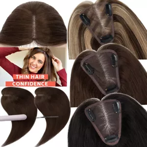 CLEARANCE Real Remy Human Hair Clip in Free Part Women Topper Toupee Hairpiece - Picture 1 of 24