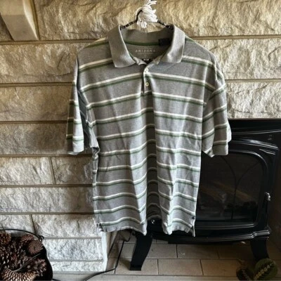 Arizona Jeans Co men’s polo gray green stripe large Y2K vintage - Image 1 of 4