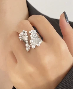 Pearl twist silver ring - Picture 1 of 1