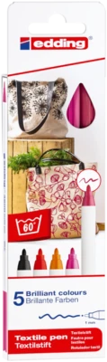 5x Edding 4600 Textilmarker waschfest 1mm T-Shirt Marker Textilstift Set warm - Bild 1 von 4