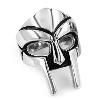 Gladiator Ring Silver Stainless Steel Warrior Spartacus Helmet Band Sizes 7-15 - Image 1 of 3