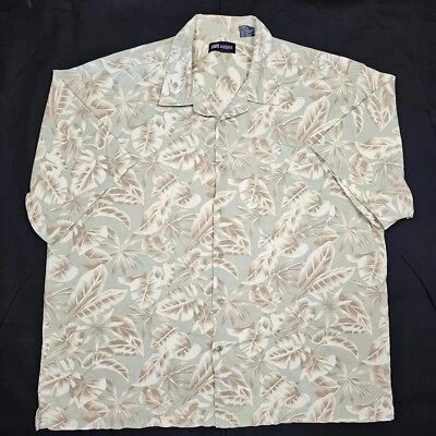 Camisa hawaiana Faded Glory para hombre talla XL verde con hojas/plantas tropicales marrones Foto 1 de 4