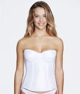 DOMINIQUE White Satin Tricot Torsolette Bra, US 38F, UK 38E, NWOT - Picture 1 of 4