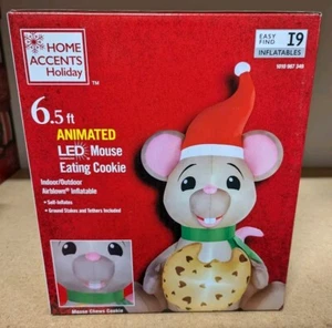 6.5' Gemmy Animated Mouse Eating a Cookie Airblown Lighted Christmas Inflatable  - Picture 1 of 3