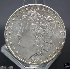 1889 ELECCIÓN DE ALTA CALIDAD BU MORGAN DÓLAR BLANCO ESCARCHADO BONITO "RUEDA DE CARRO" - Imagen 1 de 2
