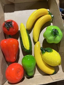 Lot of 10 Vintage Hand Blown Glass Fruit Vegetables Art Glass Decorations - Picture 1 of 8