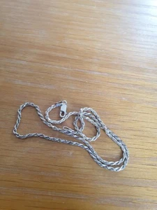 2MM 9.2g Used Sterling 925 Silver Rope Link Chain 44CM Over 17 Inch Hallmarked - Picture 1 of 16