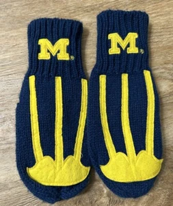 Adult Size Zoozats NCAA Michigan Wolverines Football Helmet UofM Knit Mitten - Picture 1 of 4