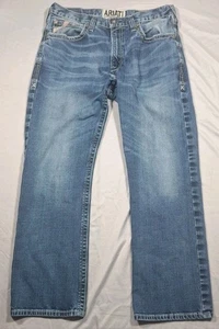 Ariat Jeans Mens 34x30 M4 Low Rise Bootcut Workwear Dark Blue Denim Ranch - Picture 1 of 15