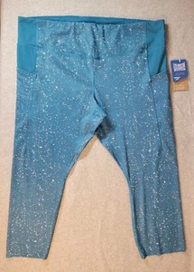 NWT Brooks Women Method 3/4 Tights Teal Lagoon Speckle Print Athletic Pants XXL - Picture 1 of 13