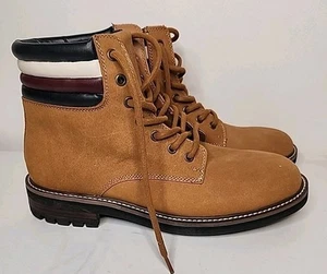 Stivali Tommy Hilfiger Daxon da uomo US 10,5 in pelle marrone stringati alla moda alla moda - Foto 1 di 9
