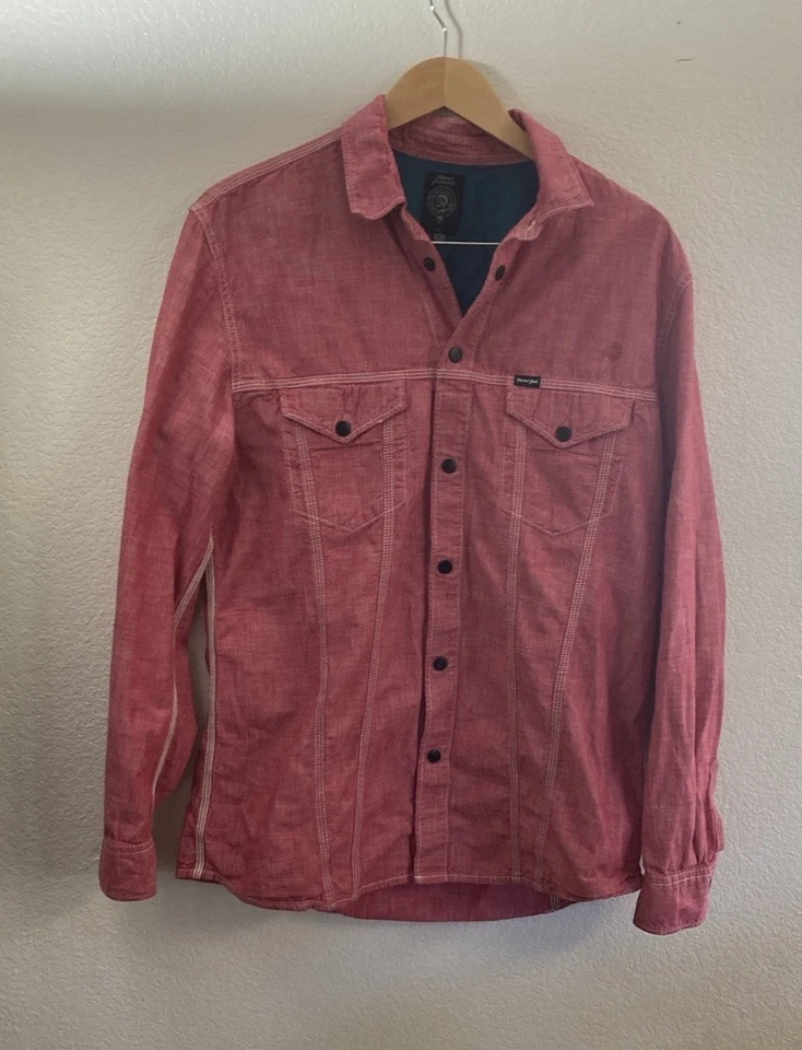Diesel Men's Pearl Snap Western Shirt Medium Long Sleeve Pink/Purple Cotton Xl - Image 1 of 4