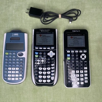 TI-84 Plus CE TI-84 Plus C Silver Edition With Charger TI-30XS Bundle Used Good - Image 1 of 4