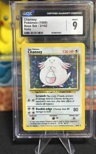 Chansey 3/102 Base Set Holo CGC 9 Mint 1999 Pokémon WOTC - Picture 1 of 2