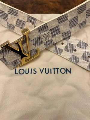 Cinturón Louis Vuitton Azul Cuadros, Hebilla Dorada, 105 cm - Cintura 36/38 Foto 1 de 4