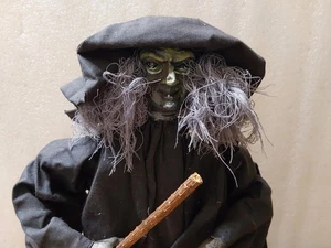 Witch Tree Topper Halloween Decor Kitchen Green Face Vinyl 13.5'' Vintage - Picture 1 of 6
