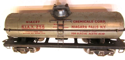 Винтажный оловянный вагон-цистерна Marx 3553 Niacet NIAX 256 Chemicals Niagara Falls - Изображение 1 из 4
