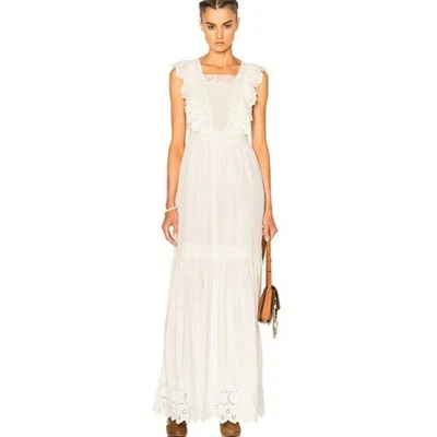 Vestido Ulla Johnson Amelie Para Mujer 6 Crema Seda Maxi Crochet Niveles Evento Pradera Foto 1 de 4