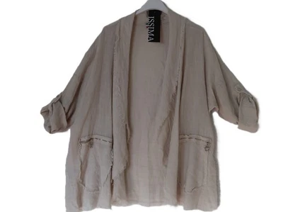 ISSIMA Moda Lagenlook Leinen Jacke EG 46-48-50 Taschen Vario-Ärmel beige - Bild 1 von 4