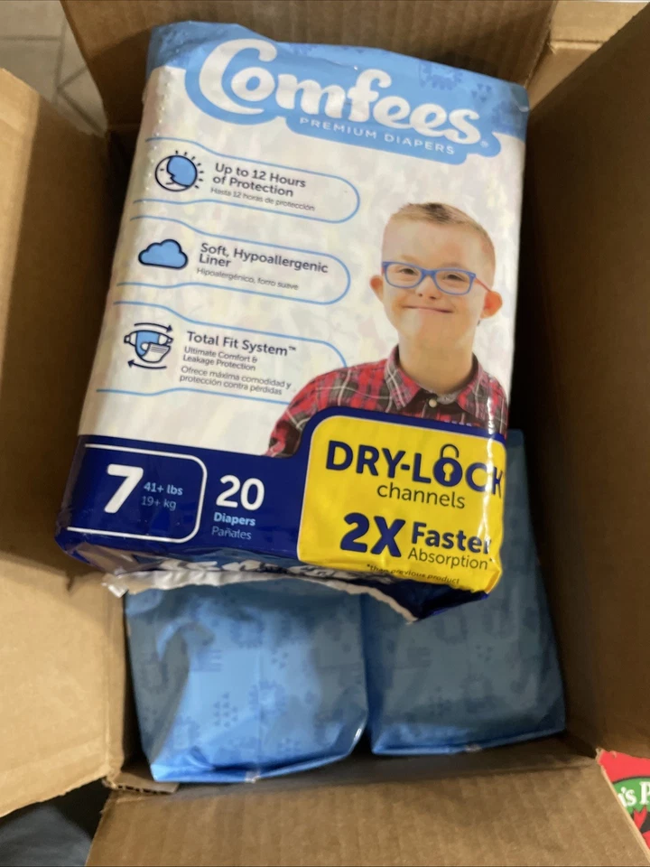 80 Count Size 7 Baby Diapers Comfees Tab Closure up to 12 HRS Absorbency 41 Lbs