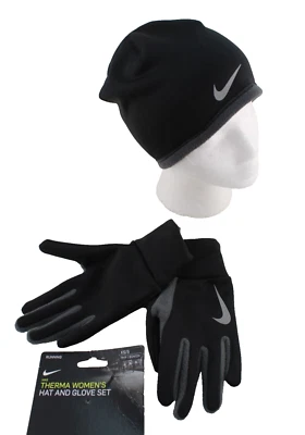 Nuevo NIKE ThermaFIT Talla XS/S Negro/Gris Aislante Térmico Gorro y Guantes para Correr Foto 1 de 4
