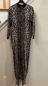 Nick & Nora One Piece Pajama S Small Leopard Cheetah Fleece Blanket Foot Zipper - Picture 1 of 7