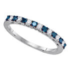 10k White Gold Womens Round Blue Color Treated Diamond Band Fashion Ring 1/4