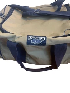 Lands’ End Direct Merchants Classic Green Duffel Bag Made in USA Big Zippers - Picture 1 of 4
