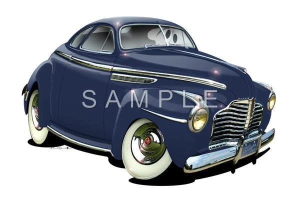 Camiseta Buick 1941 cupé dibujos animados #62916 recta 8 coches vintage arte automotriz Foto 1 de 1