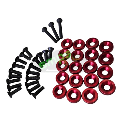 Kit vano motore Mini Cooper F57 convertibile rondelle rosse e bullone nero M6 -38pz - Immagine 1 di 4