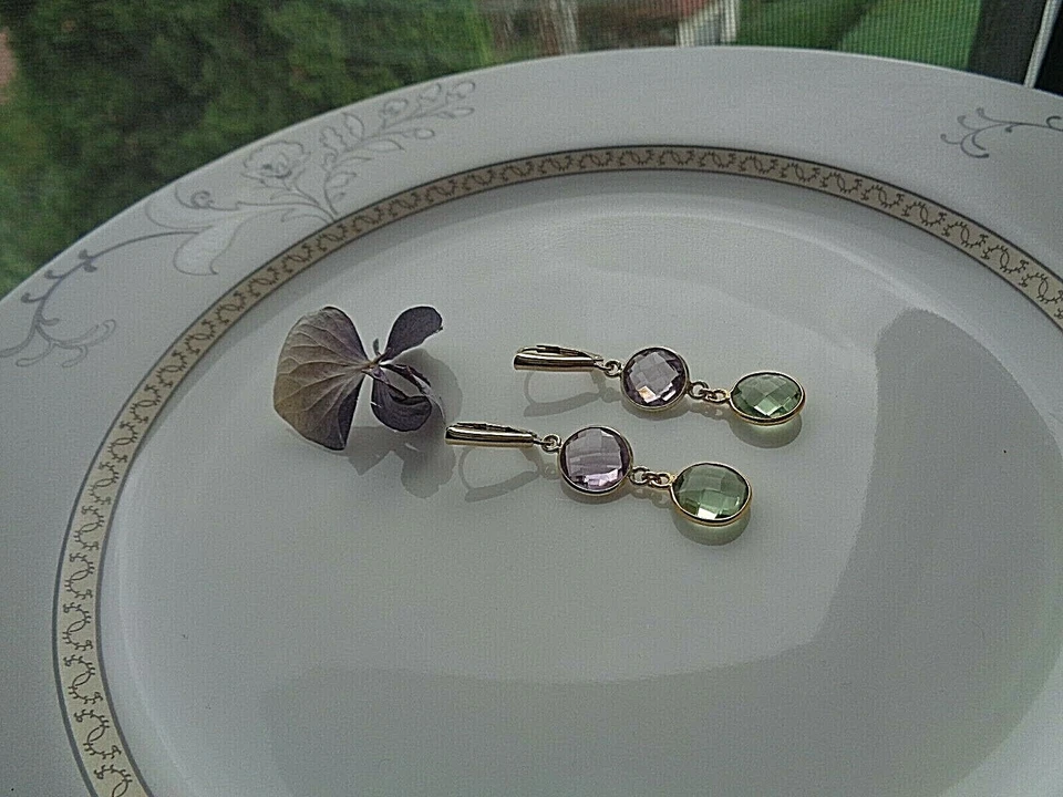 Gold Ohrringe mit Amethyst, Gold Filled - Bild 1 von 4