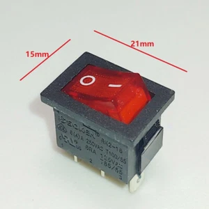 SOKEN RK2-16 Rocker Power Switch 6A 250/125VAC 3 Pins 2 Positions Red Lamp - Picture 1 of 3