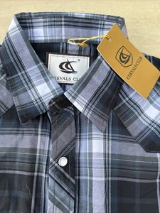 Coevals Club Men's Medium Western Pearl Snap Shirt Plaid Green Country New Tags - Picture 1 of 23