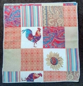COUNTRY COTTAGE COUNTRY FARM ROOSTERS SUNFLOWERS 12 FABRIC NAPKINS & TABLECLOTH - Picture 1 of 2