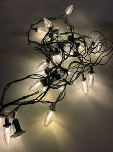25 LED Soft White Christmas Light String - End To End Plug - W/Replacement Bulbs - Picture 1 of 4