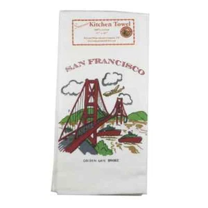 🌟 Retro San Francisco California Kitchen Dish Towel 17x24 Cotton Vtg Style New - Picture 1 of 2
