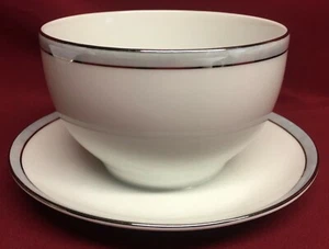 Scherzer (Z S & Co.) Blue Mist Gravy Boat wAttached Under Plate - Picture 1 of 4