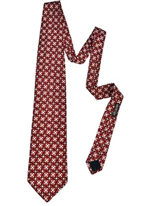BRIONI Vintage Red Black & Gray Random Polka Dot 100% Satin Silk Tie 57 1/2 x 4 - Picture 1 of 10