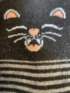 Kids Halloween Crew Socks ~ Halloween Cat With Fangs - Picture 1 of 3