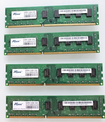 Juego de cuatro memoria de escritorio 2 GB PC3-1333 MHz DIMM 240 pines SLZ3128M8-EDUED como se muestra Foto 1 de 4