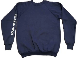 Felpa girocollo vintage anni 90 Fruit Of The Loom XL blu navy manica lunga - Foto 1 di 4